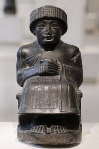 Gudea of Lagash, the Sumerian ruler who was famous for his numerous portrait sculptures that have been recovered.