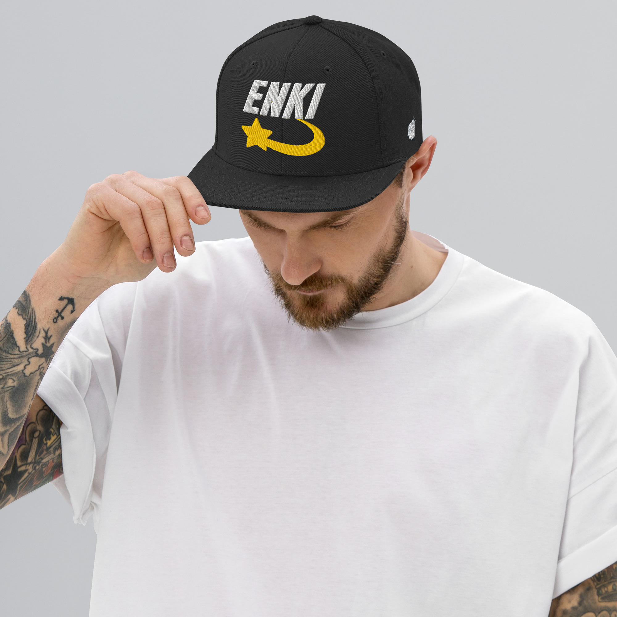 Enki Snapback Cap – Ancient Activist Hat Unisex | Mind Expanding Clothes (White Text) - Image 6