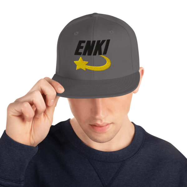 Enki Snapback Cap – Unisex (Black Text) - Image 6