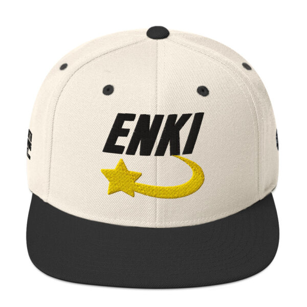 Enki Snapback Cap – Unisex (Black Text) - Image 9