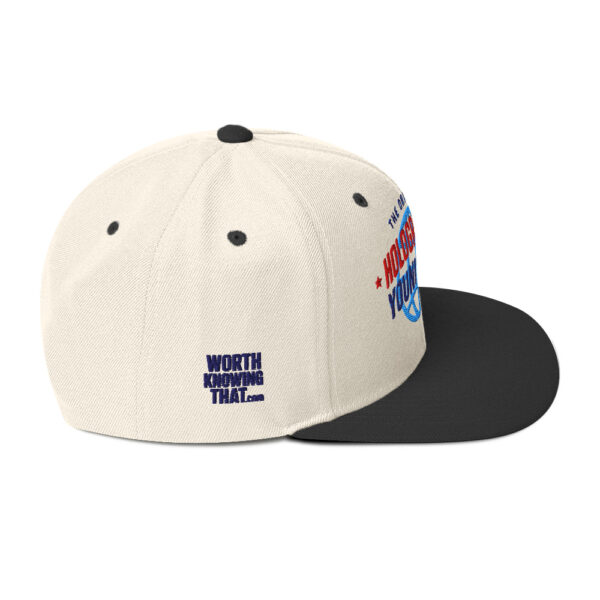 Holographic YOUniverse Snapback Cap – Unisex (Navy Text) - Image 10