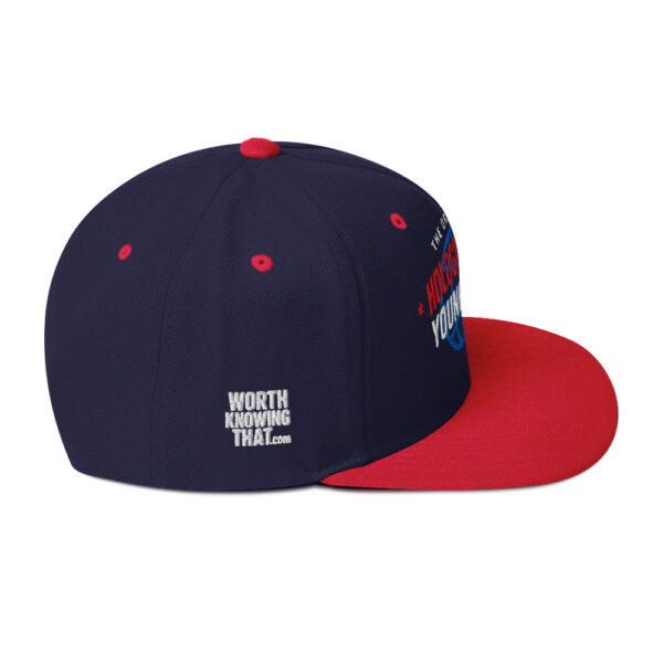 Holographic YOUniverse Snapback Cap – Unisex (White Text) - Image 2