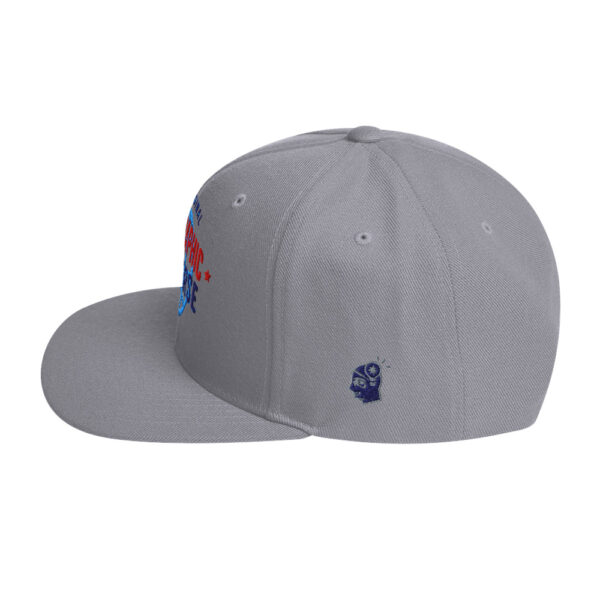 Holographic YOUniverse Snapback Cap – Unisex (Navy Text) - Image 15