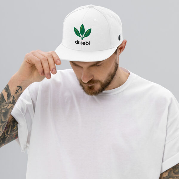 Dr. Sebi Snapback Cap – Unisex (Black Text) - Image 7