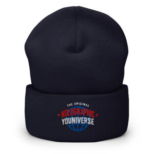 Holographic YOUniverse Hat – Cuffed Beanie Unisex (White Text)