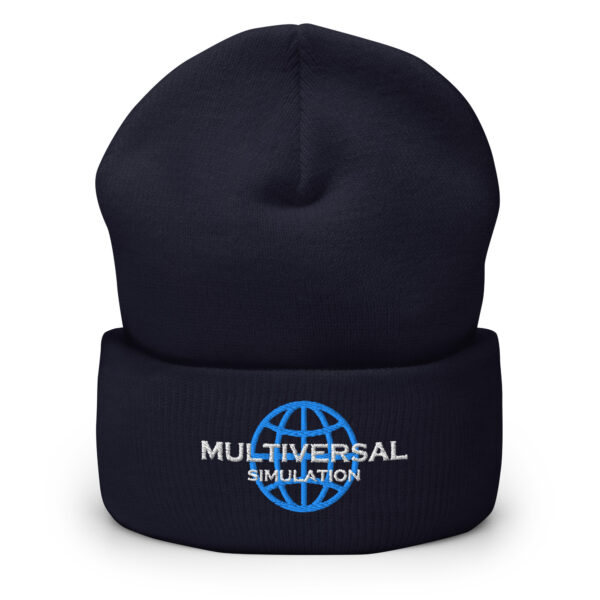 Multiversal Simulation Hat – Cuffed Beanie Unisex (White Text) - Image 11