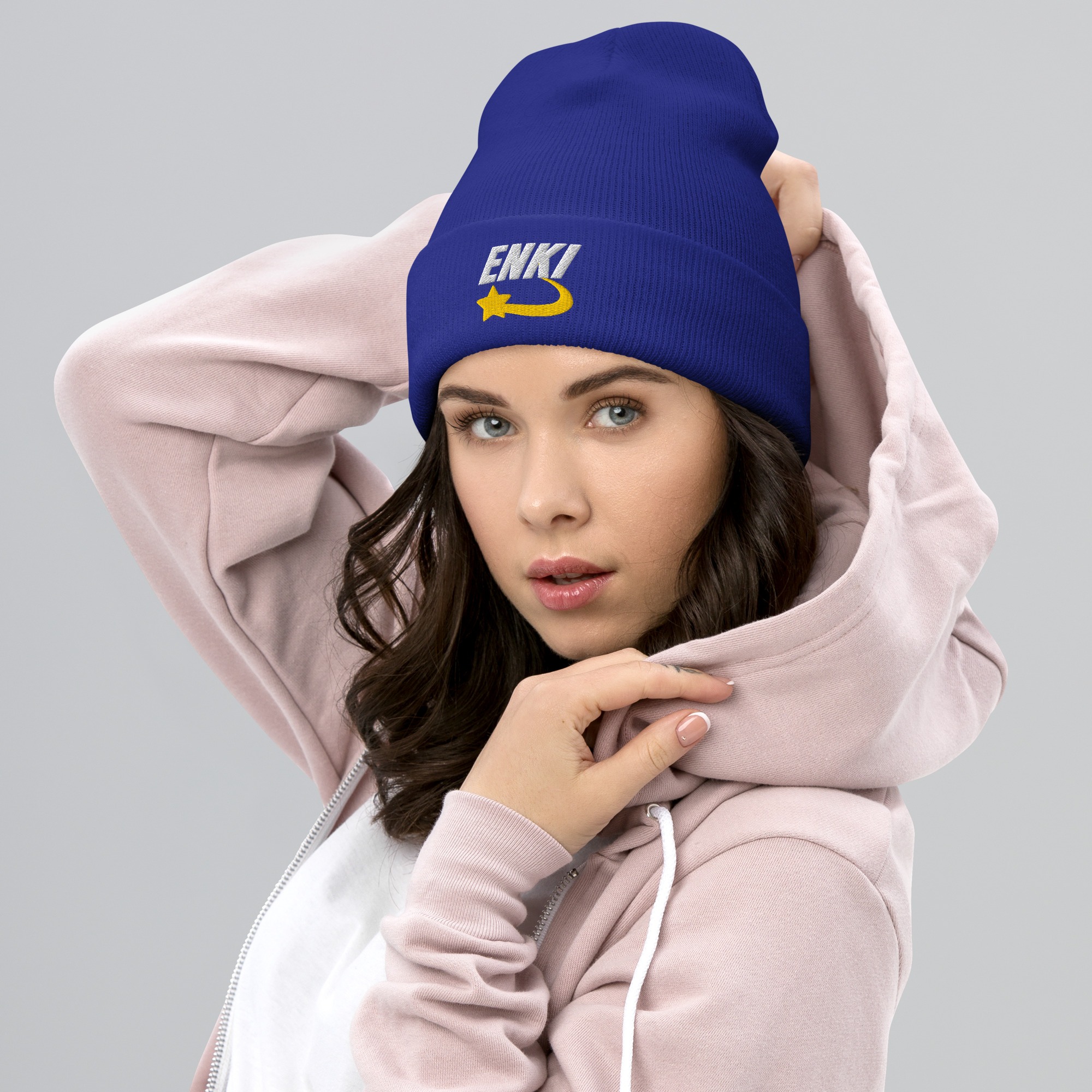Enki Hat – Stay Woke Cuffed Beanie Unisex | Ancient Activist Clothes (White Text) - Image 5