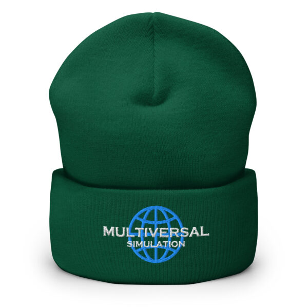 Multiversal Simulation Hat – Cuffed Beanie Unisex (White Text) - Image 15