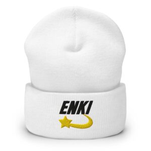 Enki Hat – Cuffed Beanie Unisex (Black Text)