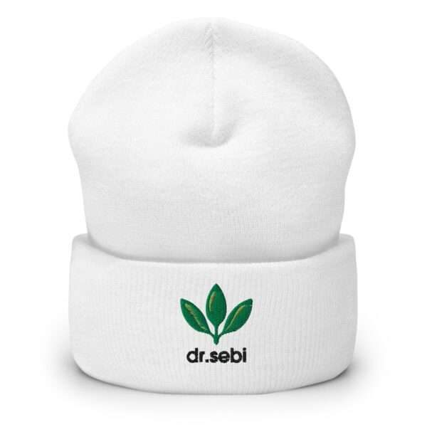 Dr. Sebi Hat – Unisex Inspirational Cuffed Beanie | Herbalist Clothes (Black Text) - Image 9
