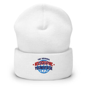 Holographic YOUniverse Hat – Cuffed Beanie Unisex (Navy Text)