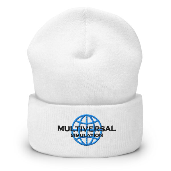 Multiversal Simulation Hat – Cuffed Beanie Unisex (Black Text) - Image 9