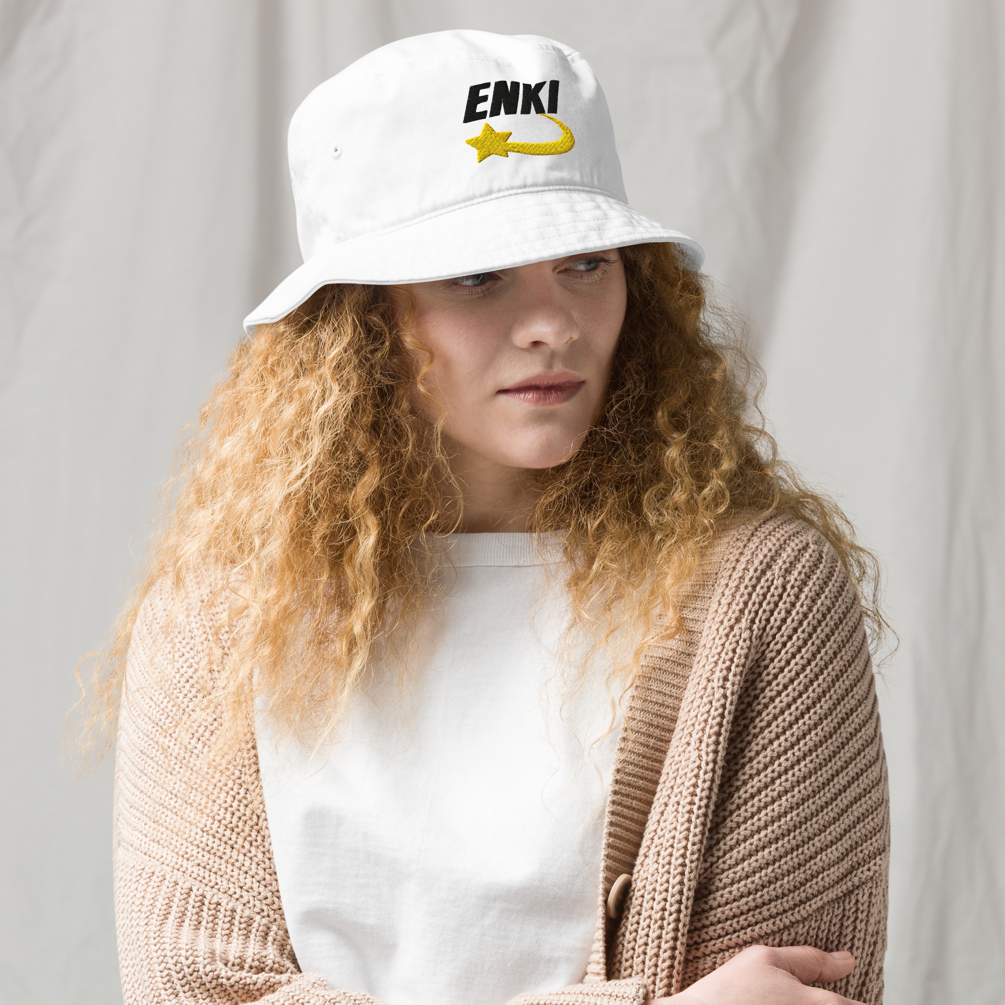 Enki Bucket Hat – Unisex Organic Pure Cotton Stay Woke Summer Hat (Black Text) - Image 8