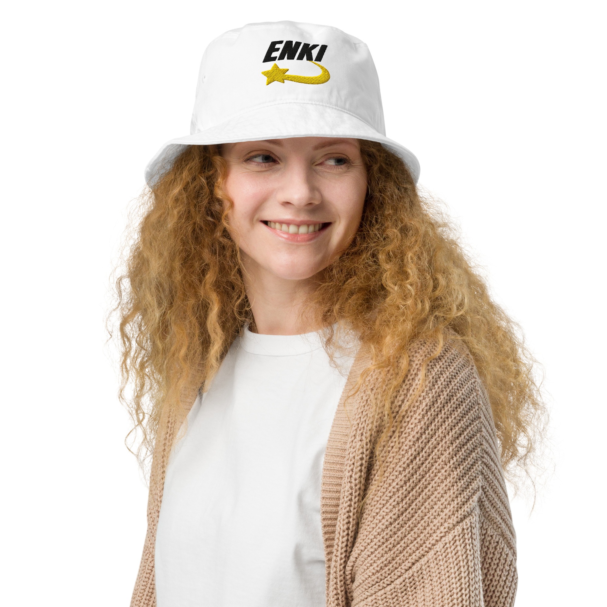 Enki Bucket Hat – Unisex Organic Pure Cotton Stay Woke Summer Hat (Black Text) - Image 6