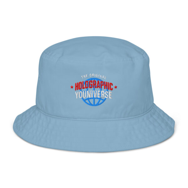 Holographic YOUniverse Organic Bucket Hat – Unisex (White Text) - Image 13