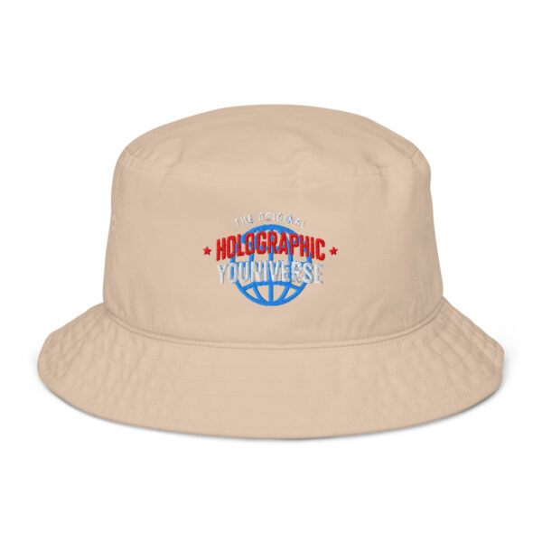 Holographic YOUniverse Organic Bucket Hat – Unisex (White Text) - Image 17