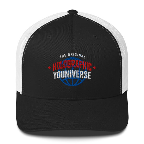 Holographic YOUniverse Trucker Cap – Unisex (White Text) - Image 17