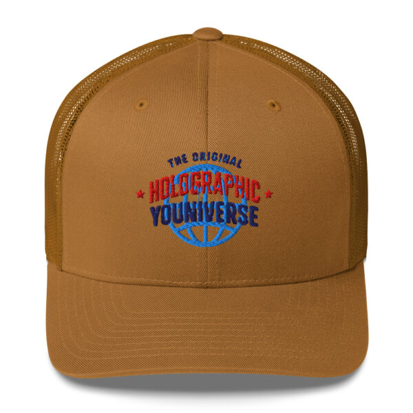 Holographic YOUniverse Trucker Cap – Unisex (Navy Text) - Image 49