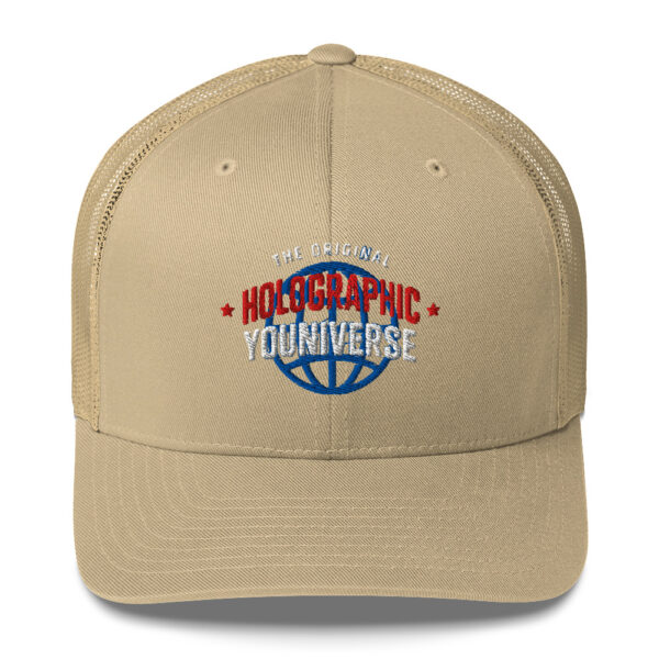 Holographic YOUniverse Trucker Cap – Unisex (White Text) - Image 129