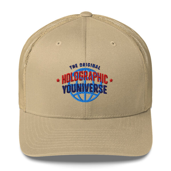 Holographic YOUniverse Trucker Cap – Unisex (Navy Text) - Image 33