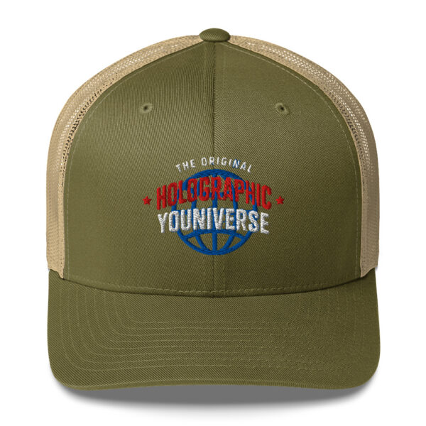 Holographic YOUniverse Trucker Cap – Unisex (White Text) - Image 137