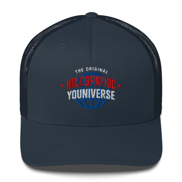 Holographic YOUniverse Trucker Cap – Unisex (White Text) - Image 25