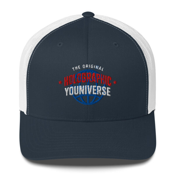 Holographic YOUniverse Trucker Cap – Unisex (White Text)