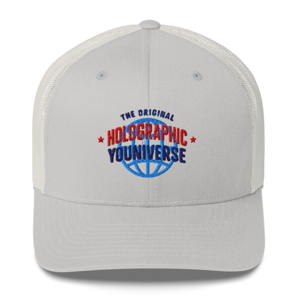 Holographic YOUniverse Trucker Cap – Unisex (Navy Text) - Image 25