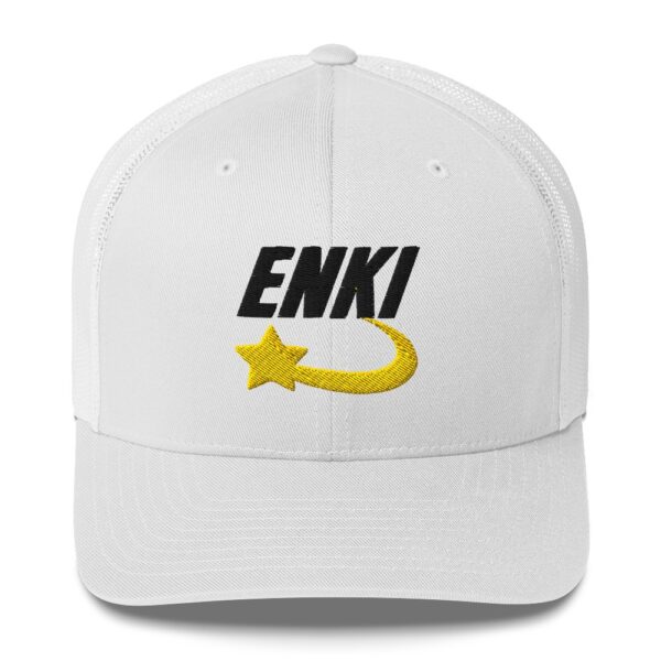 Enki Trucker Cap – Unisex (Black Text) - Image 9
