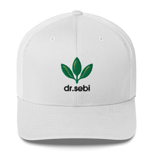 Dr. Sebi Trucker Cap – Unisex (Black Text) - Image 9