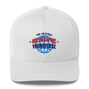 Holographic YOUniverse Trucker Cap – Unisex (Navy Text)