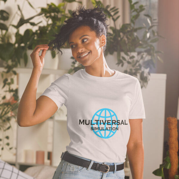 Multiversal Simulation T-Shirt – Unisex 100% Cotton Holographic Universe Tee (Black Text) - Image 10