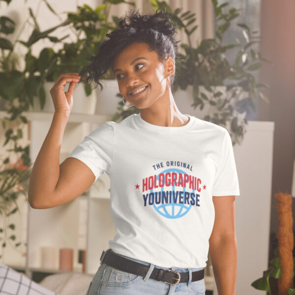 Holographic YOUniverse T-Shirt – Short-Sleeve Unisex Tee (Navy Text) - Image 10
