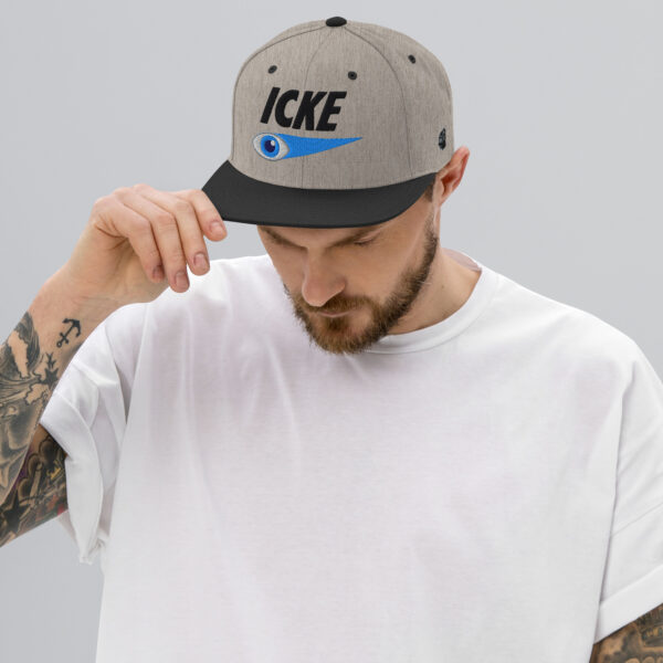 Icke Snapback Cap – Unisex (Black Text) - Image 7