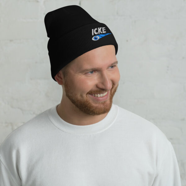 Icke Hat – Cuffed Beanie Unisex (White Text) - Image 2