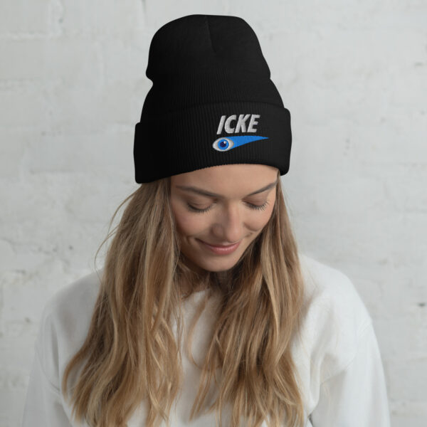 Icke Hat – Cuffed Beanie Unisex (White Text) - Image 3