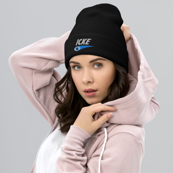Icke Hat – Cuffed Beanie Unisex (White Text) - Image 5