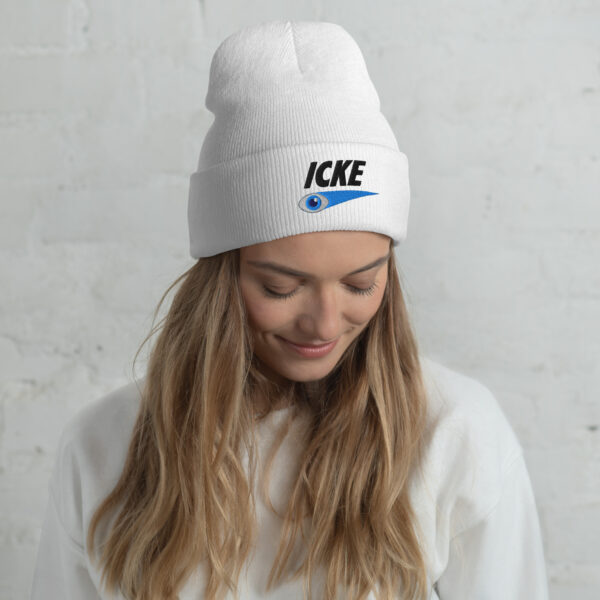 Icke Hat – Cuffed Beanie Unisex (Black Text) - Image 3