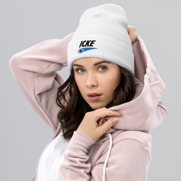 Icke Hat – Cuffed Beanie Unisex (Black Text) - Image 5