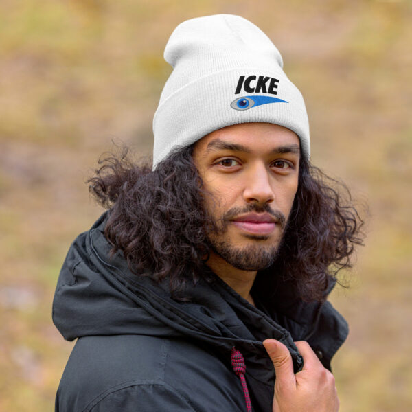 Icke Hat – Cuffed Beanie Unisex (Black Text) - Image 6