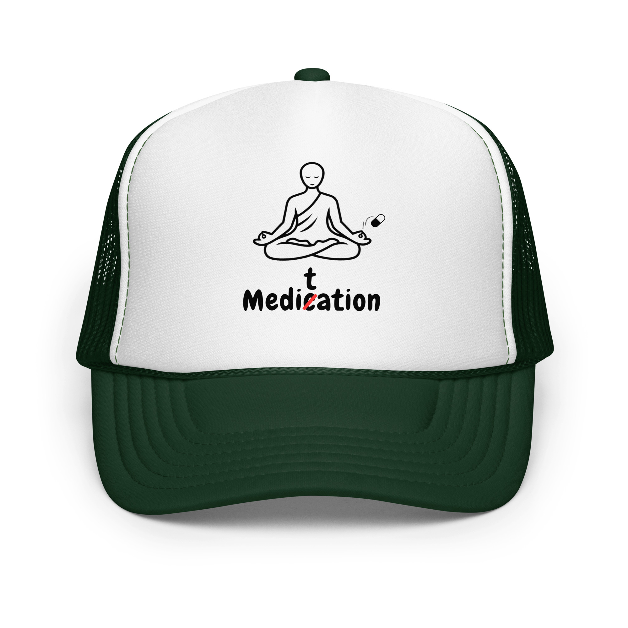 Meditation Foam Trucker Cap – Unisex Meditate Medication Hat | Spiritual Clothes (Black Text) - Image 9