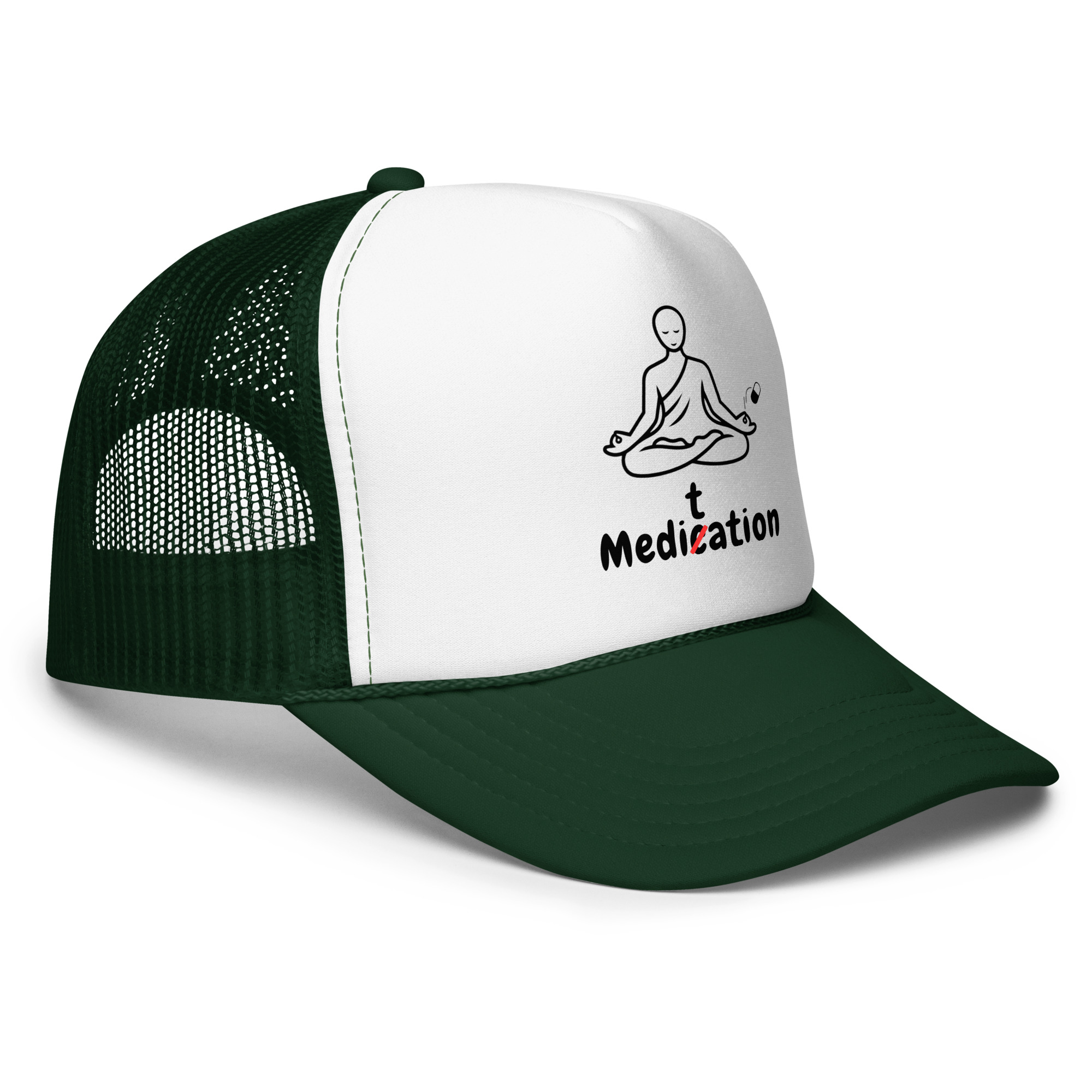 Meditation Foam Trucker Cap – Unisex Meditate Medication Hat | Spiritual Clothes (Black Text) - Image 10