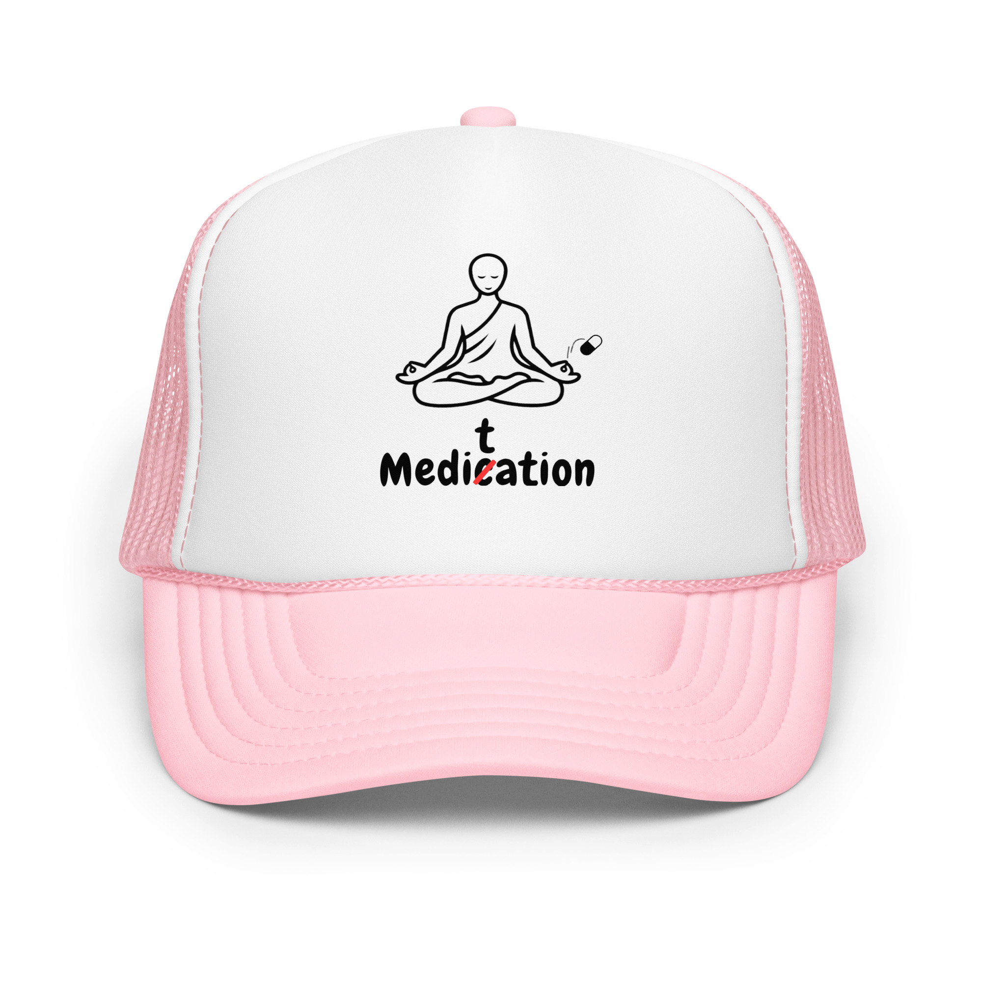 Meditation Foam Trucker Cap – Unisex Meditate Medication Hat | Spiritual Clothes (Black Text) - Image 21