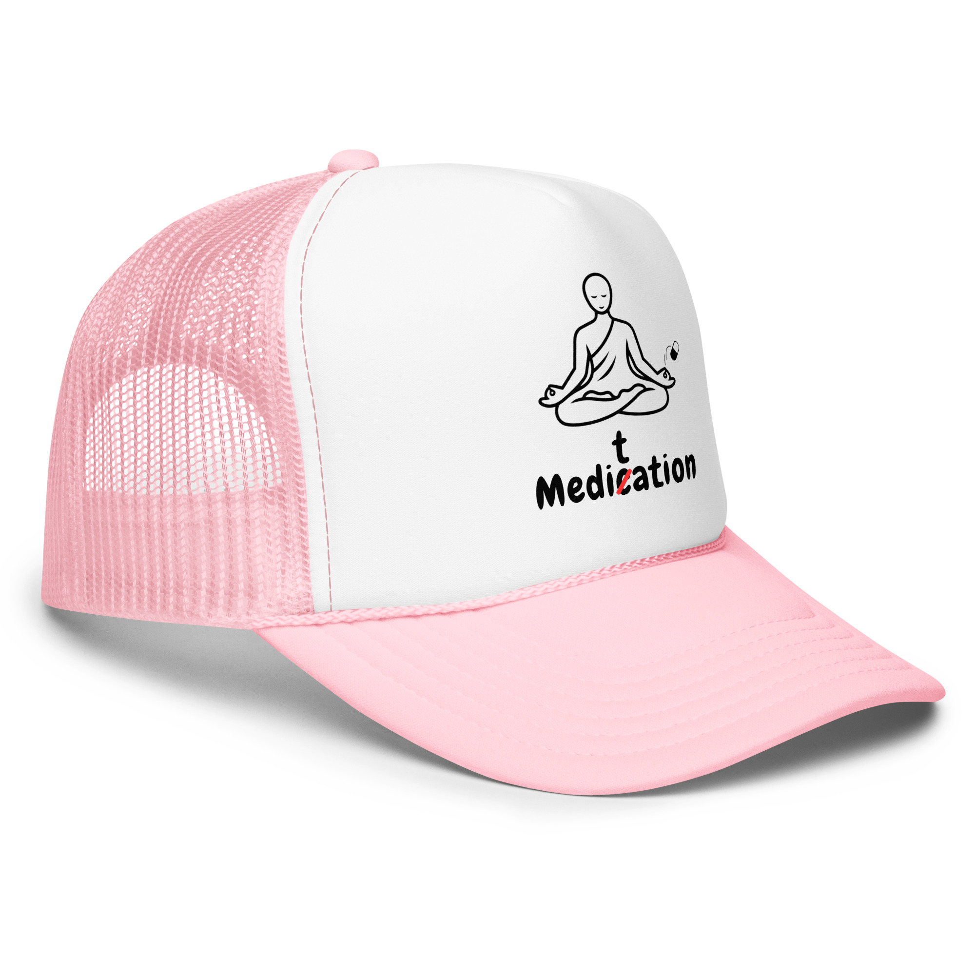 Meditation Foam Trucker Cap – Unisex Meditate Medication Hat | Spiritual Clothes (Black Text) - Image 22