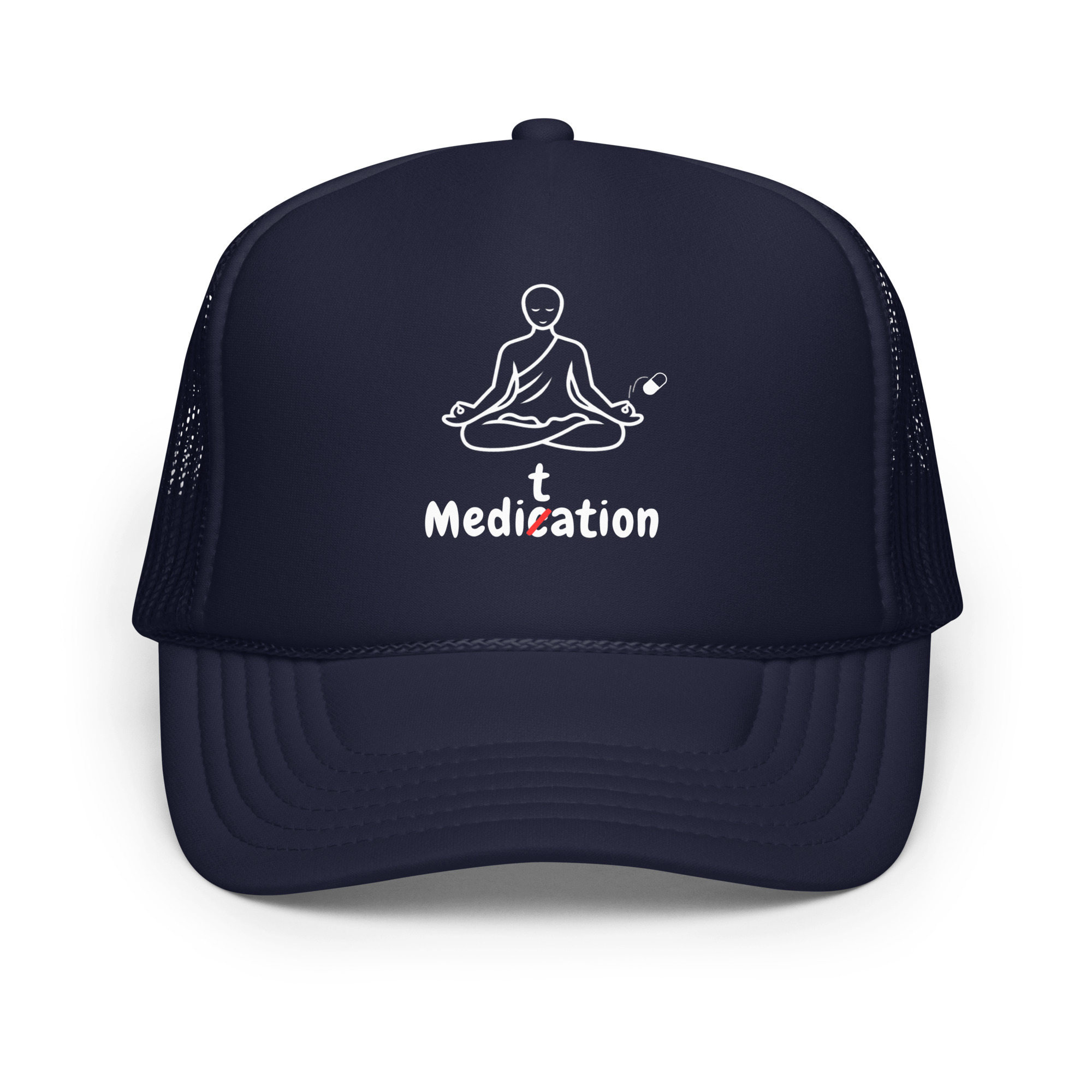 Meditation Foam Trucker Cap – Unisex Meditate Medication Hat | Spiritual Clothes (White Text) - Image 9