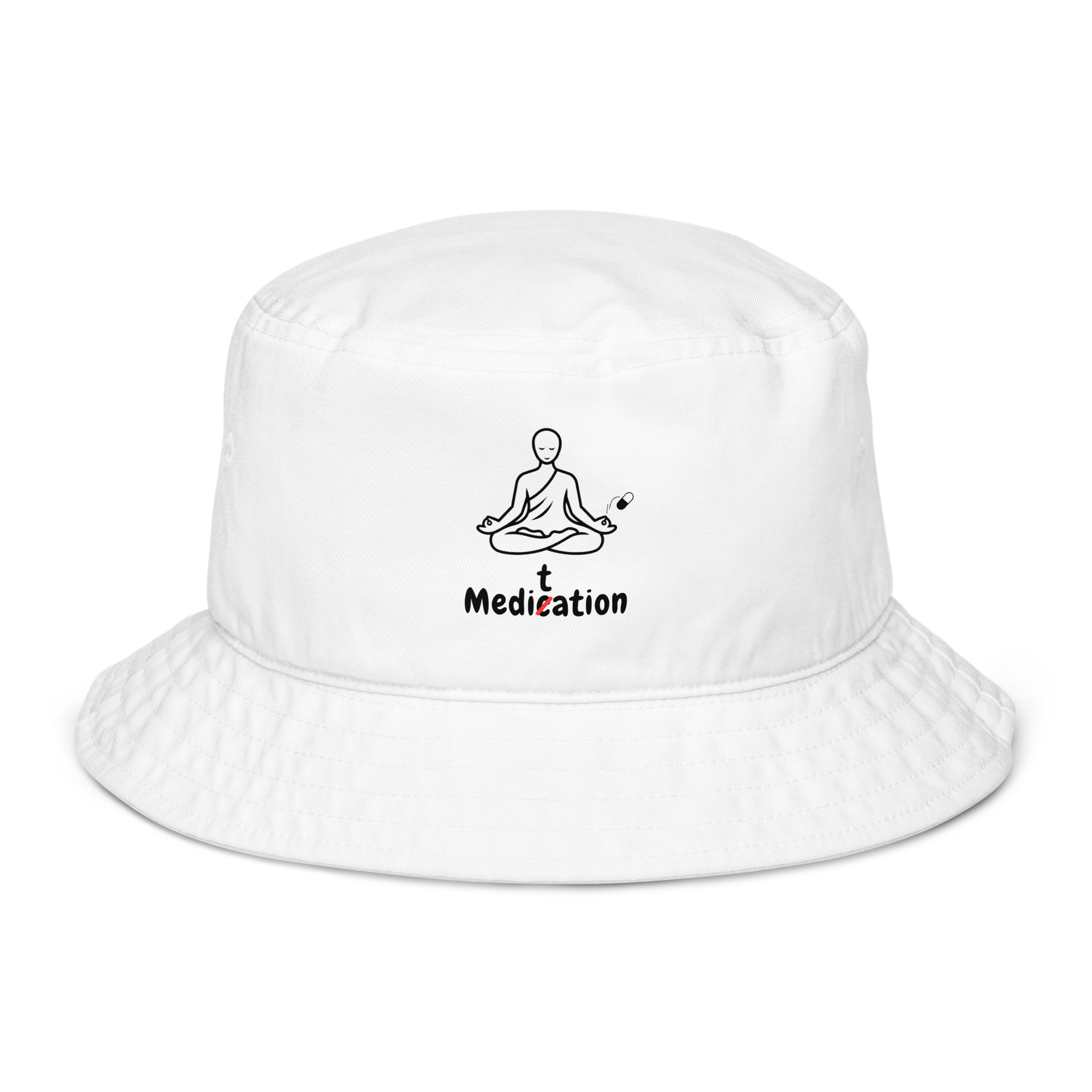 Meditation Bucket Hat – Unisex Organic Pure Cotton Summer Hat | Meditate Medication Clothes (Black Text) - Image 13