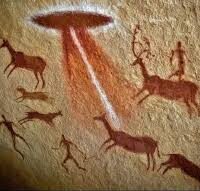 Ancient Painting UFO Beam Deer Sahara Cave Painting Ancient Cave Painting of Unexplained Aerial Phenomena in the Sahara