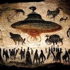 ancient ufo art discovered in cave in france - old paintings and carvings of aliens ufos